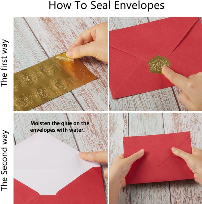 Homtable 50 Pieces A4 Shiny Envelopes 4.25x6.25 inches with Gold Stickers for Wedding Invitation Cards, Graduation, Baby Shower, Greeting Cards (Christmas Red/Green, A4, 4x6) - Image 3